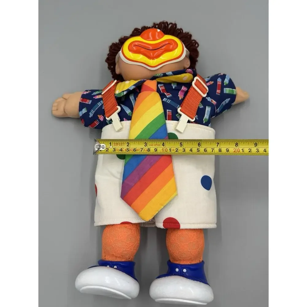 Vintage Cabbage Patch Circus Clown Doll Rainbow Tie & Crayon Shirt Brown Hair